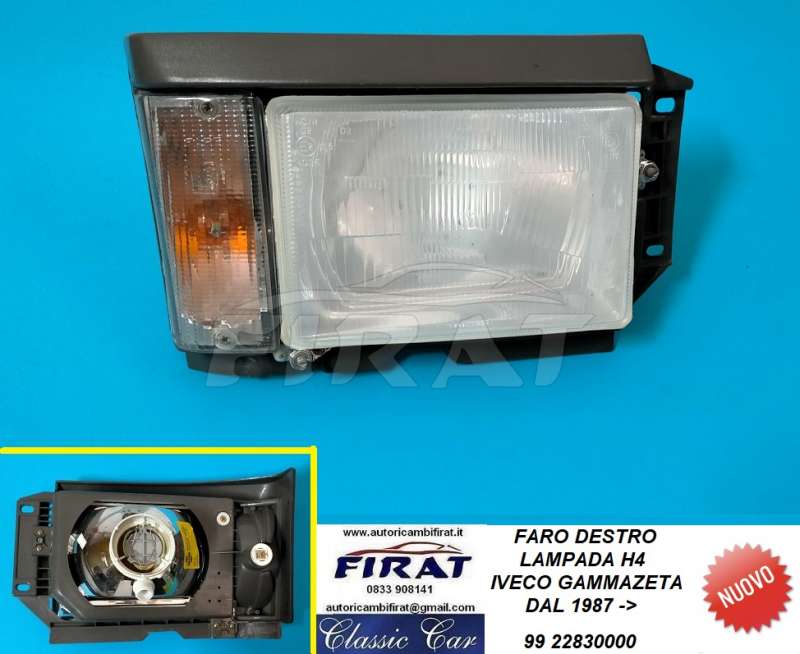 FARO IVECO GAMMAZETA 87-> CON CORNICE DX (22830000)